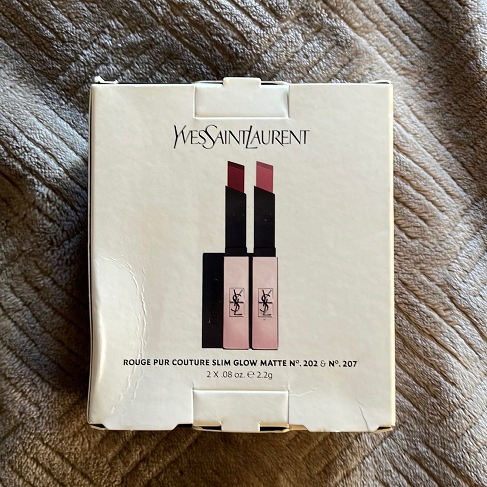 Yves Saint Laurent Rouge Pur Couture Slim Glow Matte lipstick duo 💄